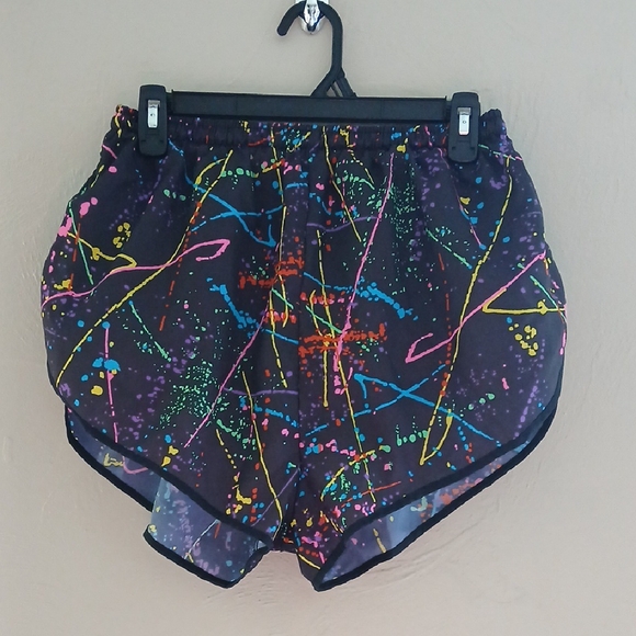 Soark Pants - Soark Black Athletic Shorts with Cosmic Design and‎ Elastic Waistband Sz L